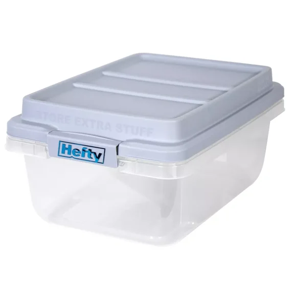 18qt Plastic Storage Bin with Gray HI-RISE Stackable Lid: Universal Storage, Locking Handles, Snap Closure