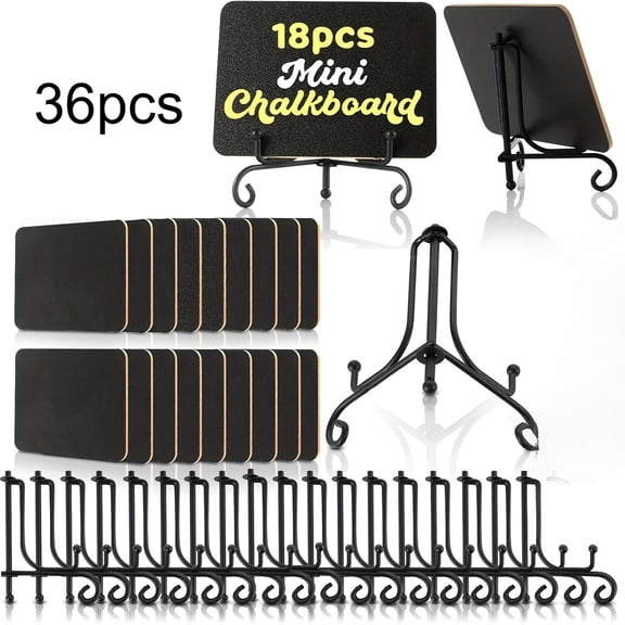 18set/36pcs Mini Chalkboard Signs for Food Labels 4"x3"Small Chalkboards-Label with Metal Stand Buffet Food-Signs for Party Mini Chalkboard Signs with Stand for Party Bakery