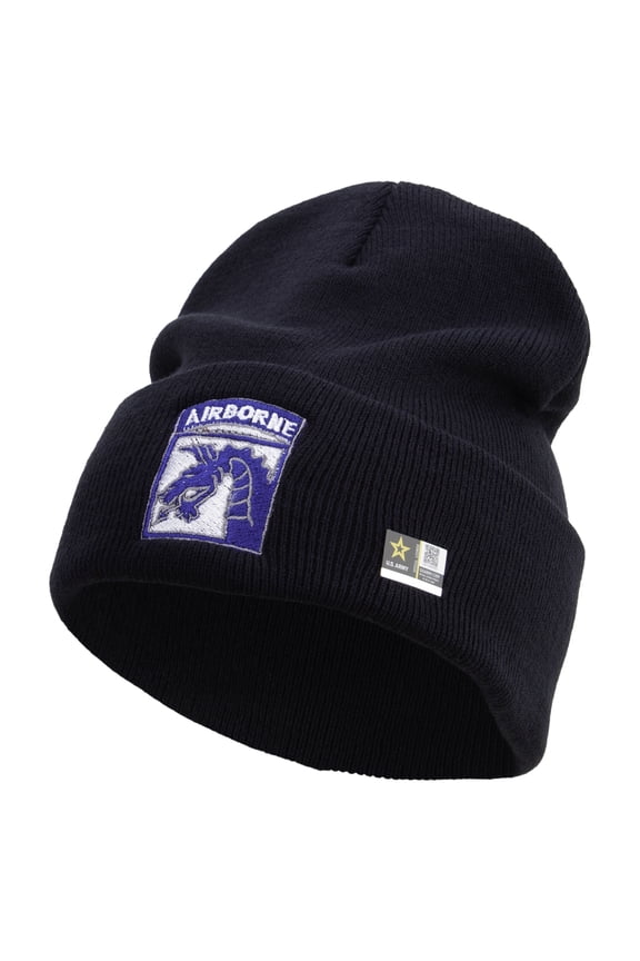 18th Airborne Corps Embroidered 12 Inch Long Knitted Beanie - Navy OSFM