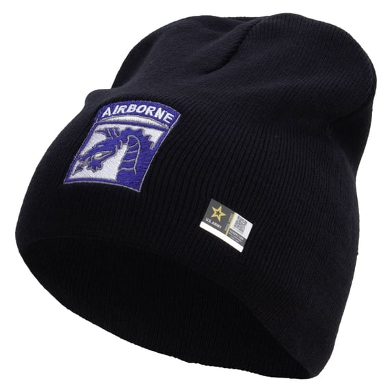 18th Airborne Corps Embroidered 8 Inch Knitted Short Beanie - Navy OSFM
