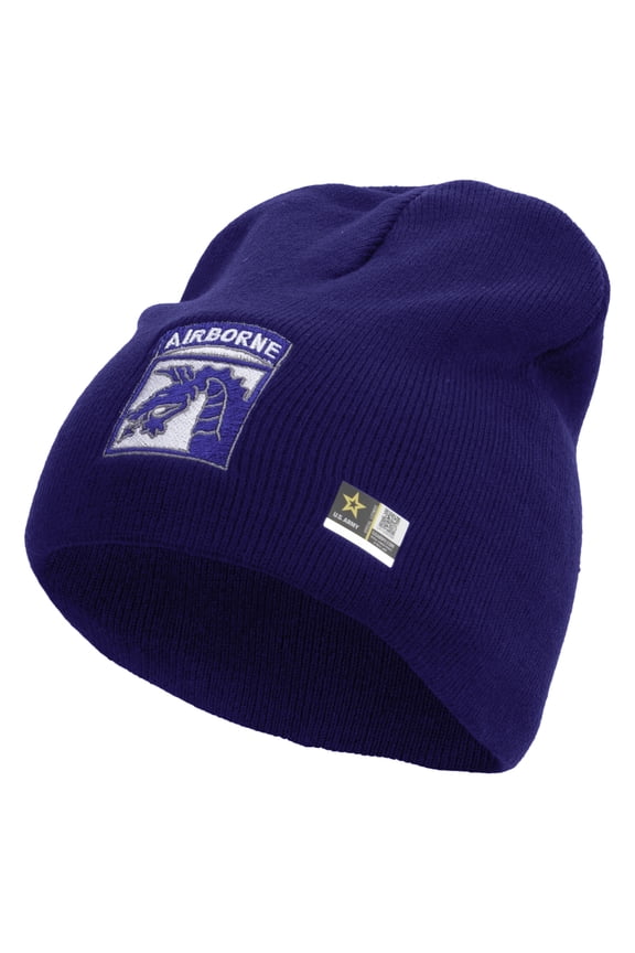 18th Airborne Corps Embroidered 8 Inch Knitted Short Beanie - Royal OSFM