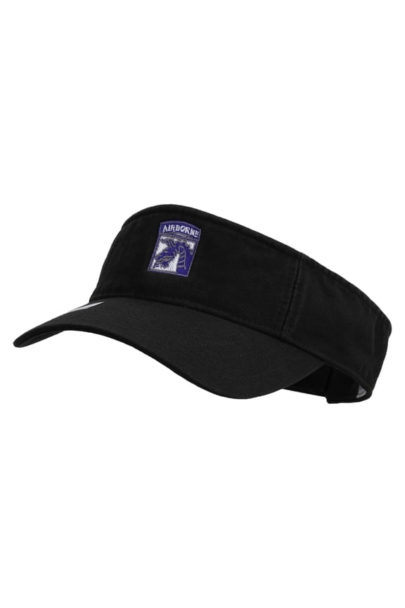 18th Airborne Corps Embroidered Cotton Twill Washed Visor - Black OSFM