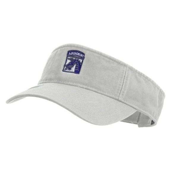 18th Airborne Corps Embroidered Cotton Twill Washed Visor - White OSFM