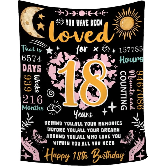 18th Birthady Flannel Throw Blanket Super Light Soft Comfortable Easy to Carry in Indoor for Couch Office Outdoor Travel Suitable for Four Seasons 60''x 80'' for Adult