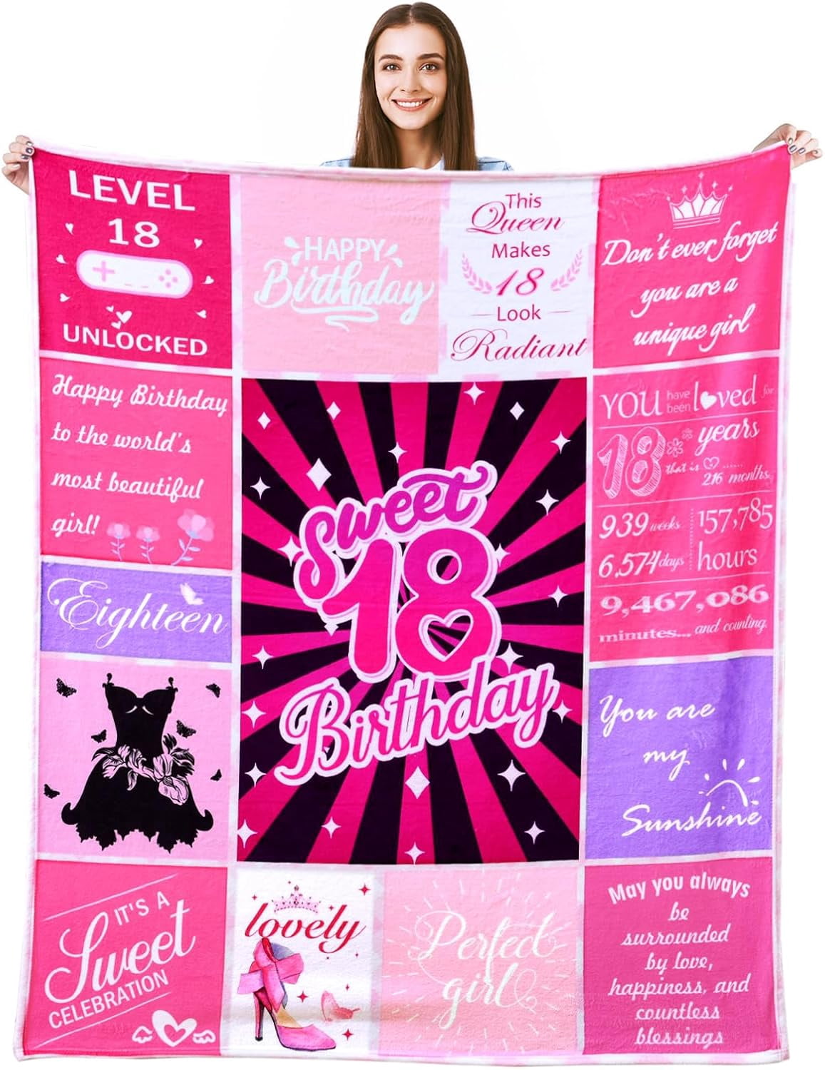 18th Birthday Blanket for Girls,18 Year Old Birthday Gifts for Girls ...