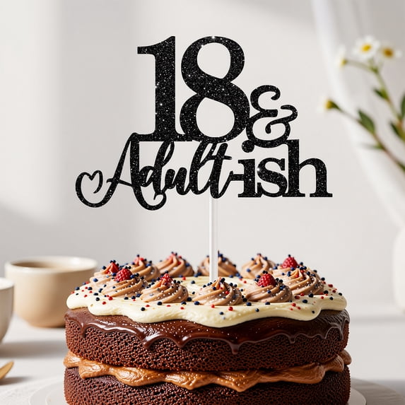 18th Birthday Cake Topper Black Glitter Happy 18th Bday Cake Topper 18 ...