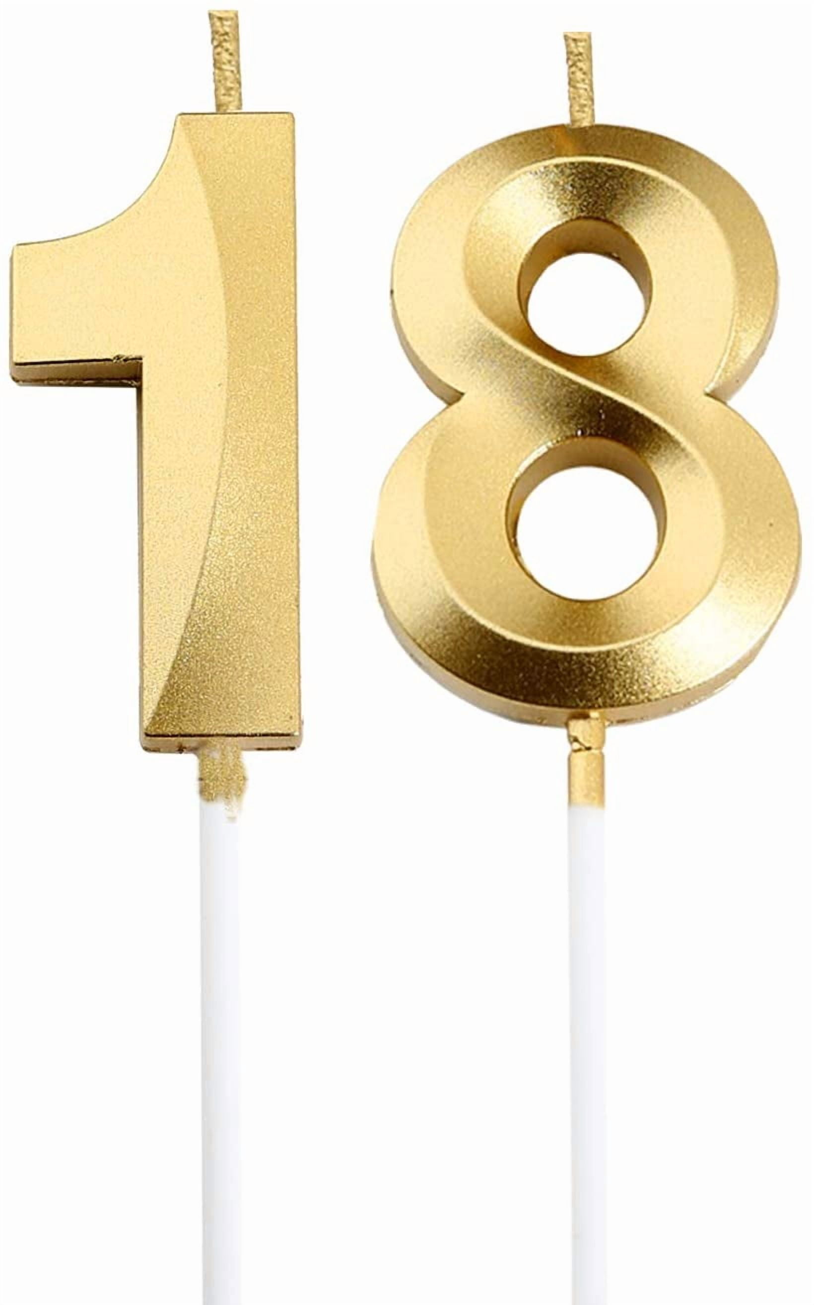 18th Birthday Candles,Gold Number 18 Cake Topper for Birthday ...