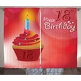 thumbnail image 1 of Ambesonne Party Curtains 2 Panel Set, Cupcake Candles 18, 108" x 63", Hot Pink Red and Orange, 1 of 3