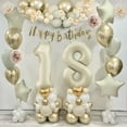 thumbnail image 1 of 18th Birthday Decoration for Girl Boys, White Sand and Gold 18th Birthday Party Decorations, Happy Birthday Banner, Number 18 Balloons Gold Beige Birthday Balloons for 18th Birthday Party Supplies, 1 of 8