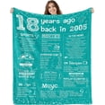 thumbnail image 1 of 18th Birthday Decorations for Girls Boys 18 Year Old Girl Birthday Gifts Ideas for Daughter Sister Bestie Soft Throw Blanket Back in 2005 - 60x50 Inch - Green, 1 of 6