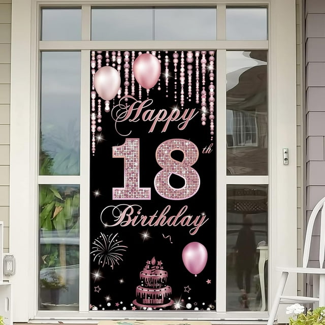 18th Birthday Decorations for Girls Happy 18th Birthday Door Banner