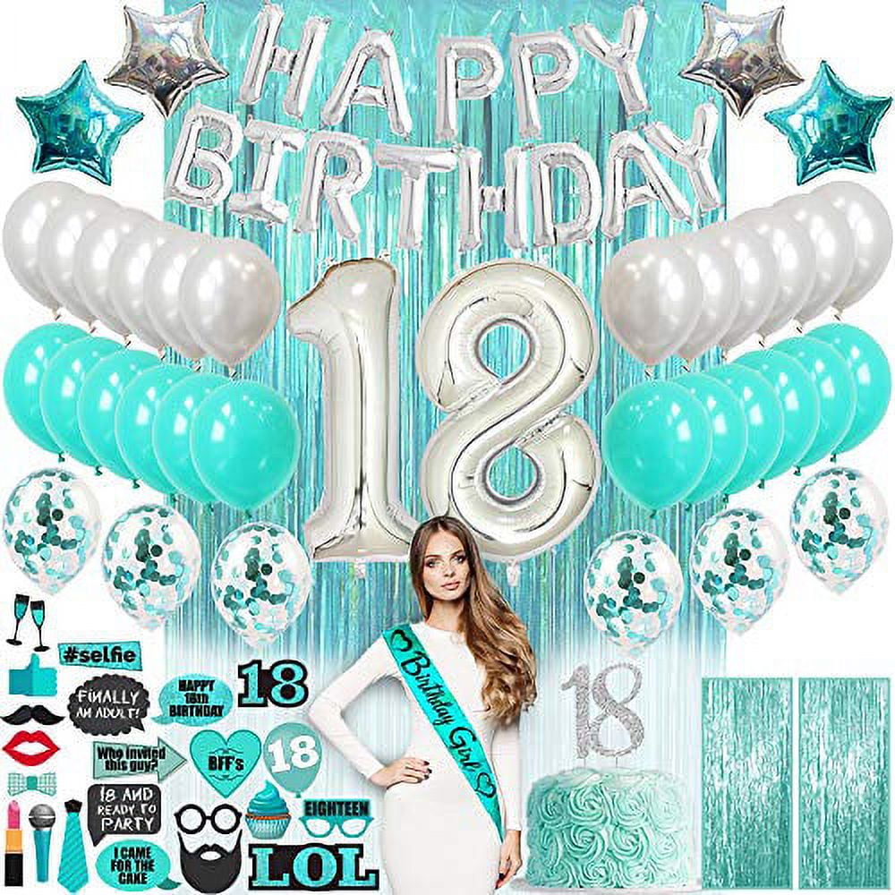 Silver & Black 14th Birthday Decorations - 40 Number Balloons &More Boy or  Girl