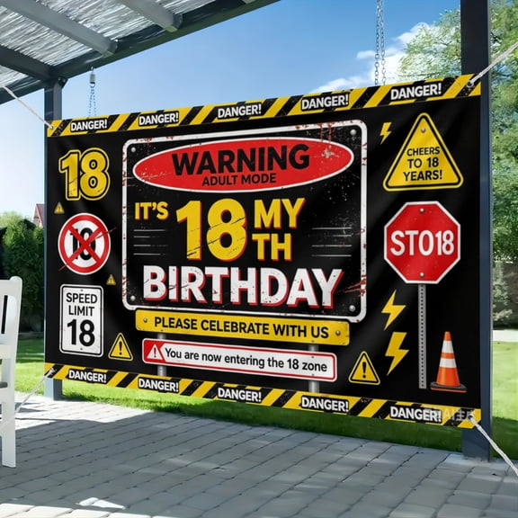 18th Birthday Decorations It’s My 18th Birthday Banner Funny Cheers to 18 Years Decor Happy 18th Birthday Banner, Warning Official Adult Birthday Party Supplies
