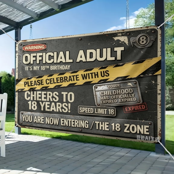 18th Birthday Decorations It’s My 18th Birthday Banner Funny Cheers to 18 Years Decor Happy 18th Birthday Banner, Warning Official Adult Childhood Expired Party Supplies