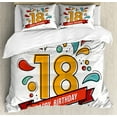 thumbnail image 1 of 18th Birthday Duvet Cover Set Queen Size, Multicolored Digital Print on Eighteen Years Happy Birthday Lettering Print, Decorative 3 Piece Bedding Set with 2 Pillow Shams, Multicolor, by Ambesonne, 1 of 3