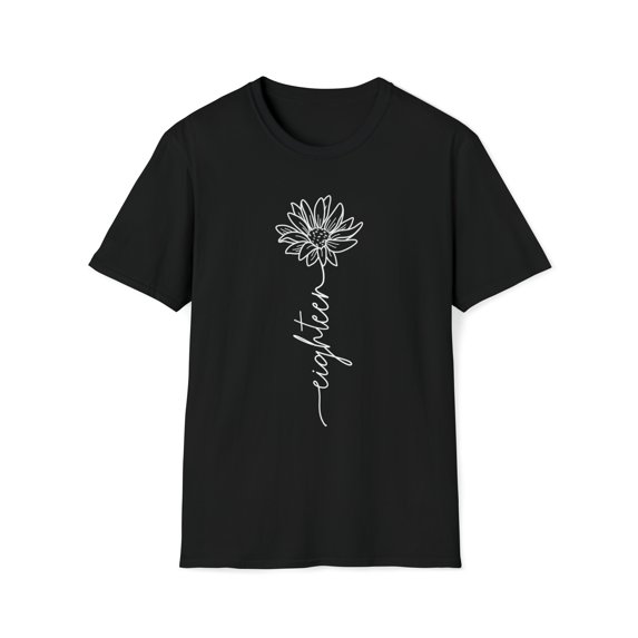 18th Birthday Flower, Gildan Unisex Softstyle T-Shirt, Graphic Tee, S-3XL