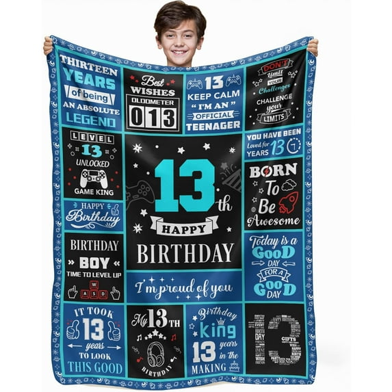 18th Birthday Gamer Gifts for Boys, 18 Year Old Gifts for Boys, 18th Birthday Decorations for Boys, Kids Game Theme Blanket 60 x 50 Inches for Boys 18th Birthday Gaming Gifts Gamer Night Room Decor