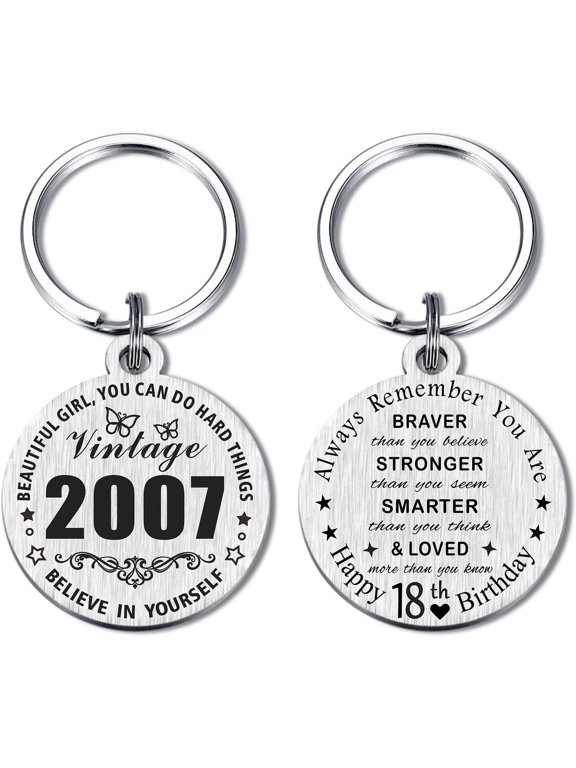 18th Birthday Gifts - 2007 Keychain for 18 Years Old Birthday for Women Men, Happy 18th Bday Present