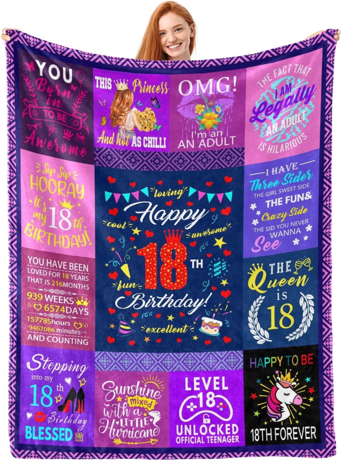 18th Birthday Gifts Blanket for Girls - 18th Birthday Decorations for ...