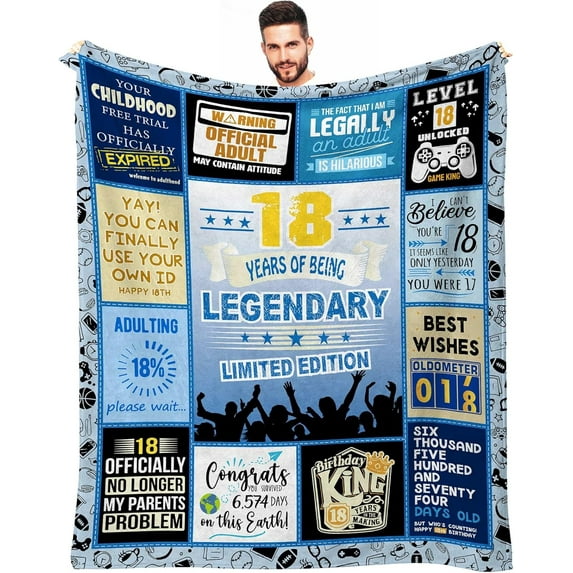 18th Birthday Gifts for Boy, 18 Year Old Boy Birthday Gifts, Gifts for 18 Year Old Boy, Gifts for 18 Year Old Male, Gifts for Turning 18, 18th Birthday Gifts for Son Blanket 60x50 Inch