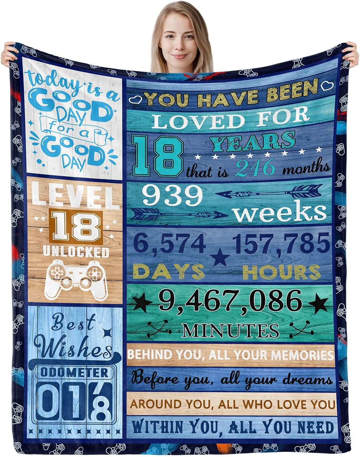 DALIHUA 18th Birthday Decorations Throw Blanket, Happy Birthday Gifts