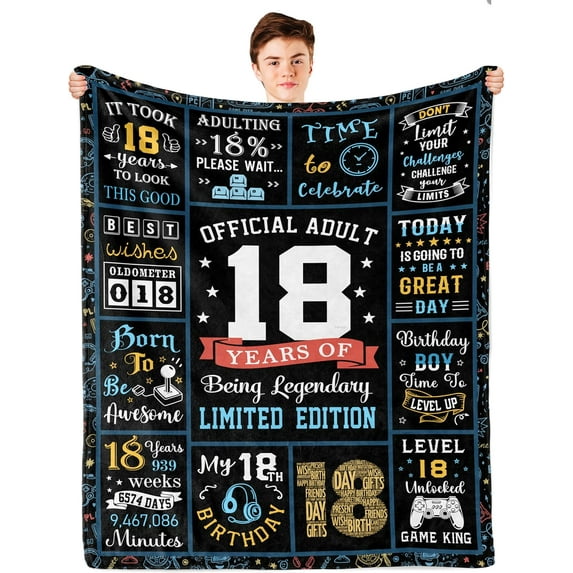 18th Birthday Gifts for Boys, Gifts for 18 Year Old Boys, 18 Year Old Boy Birthday Gifts, Gifts for 18 Year Old Boy, Gift Ideas 18 Year Old Boy, 18th Birthday Decorations Blanket 60x50in
