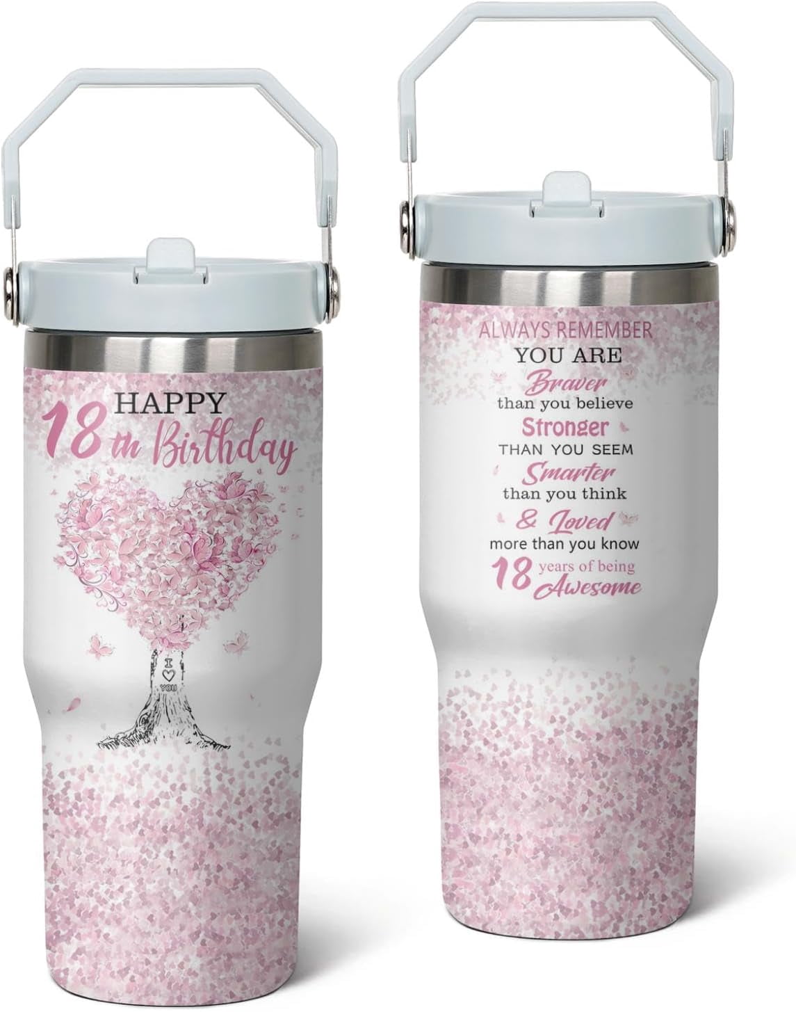 18th Birthday Gifts Cup, 30 Oz Stainless Steel Tumbler with Handle ...