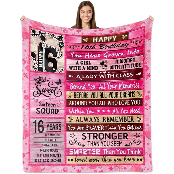 18th Birthday Gifts for Girl, 18 Birthday Decor for Girl Blanket 60"x50", Happy Birthday Gifts for 18 Year Old Girl, 18th Girl Birthday Gifts Ideas for Adult Bestie Sister Daughter Blankets