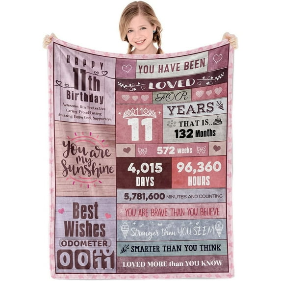 18th Birthday Gifts Girls, 140 x 178 cm Soft Throw Blanket 18 Year Old Girl Gifts, Best Girl, Happy Decor Girls Gift Ideas, - Pink