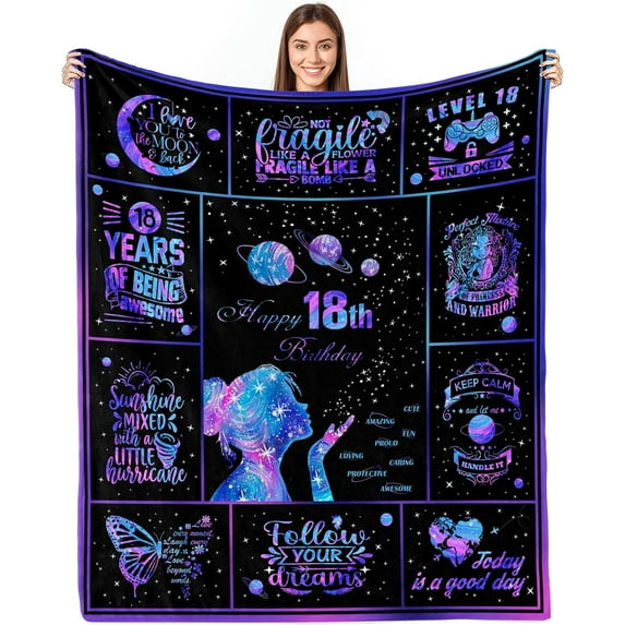 18th Birthday Gifts for Girls, 18 Year Old Girl Birthday Gifts, Best Gifts for 18 Year Old Girl, 18th Birthday Gifts for Her, 18th Birthday Decorations for Girls Throw Blanket 60"X50"