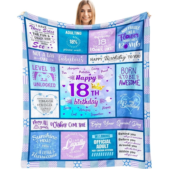 18th Birthday Gifts for Girls - 18 Year Old Girl Birthday Gifts - Birthday Gifts for 18 Year Old Girl - 18th Birthday Gifts for Daughter - Happy 18th Birthday Blanket 60"X50"