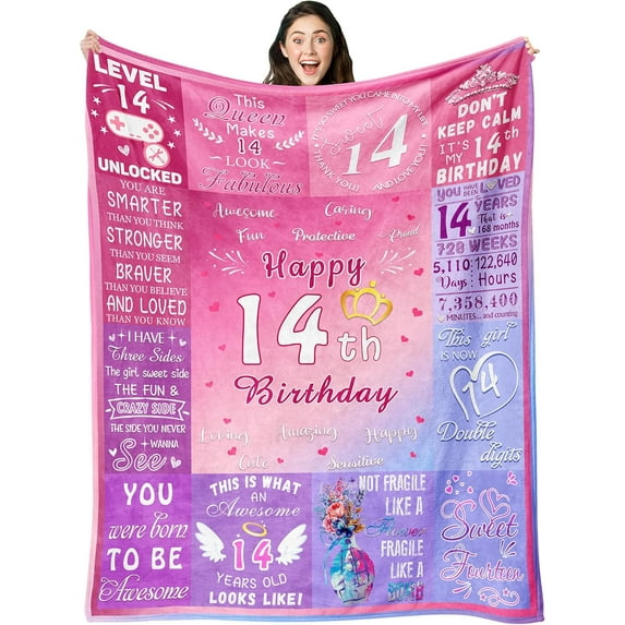 18th Birthday Gifts for Girls, 18th Birthday Gift Idea for Daughter Sister, 18 Year Old Blanket for Girls, Birthday Gifts for 18 Years Old Girl, 18th Birthday Pink Throw Blanket Decor 60"x50"