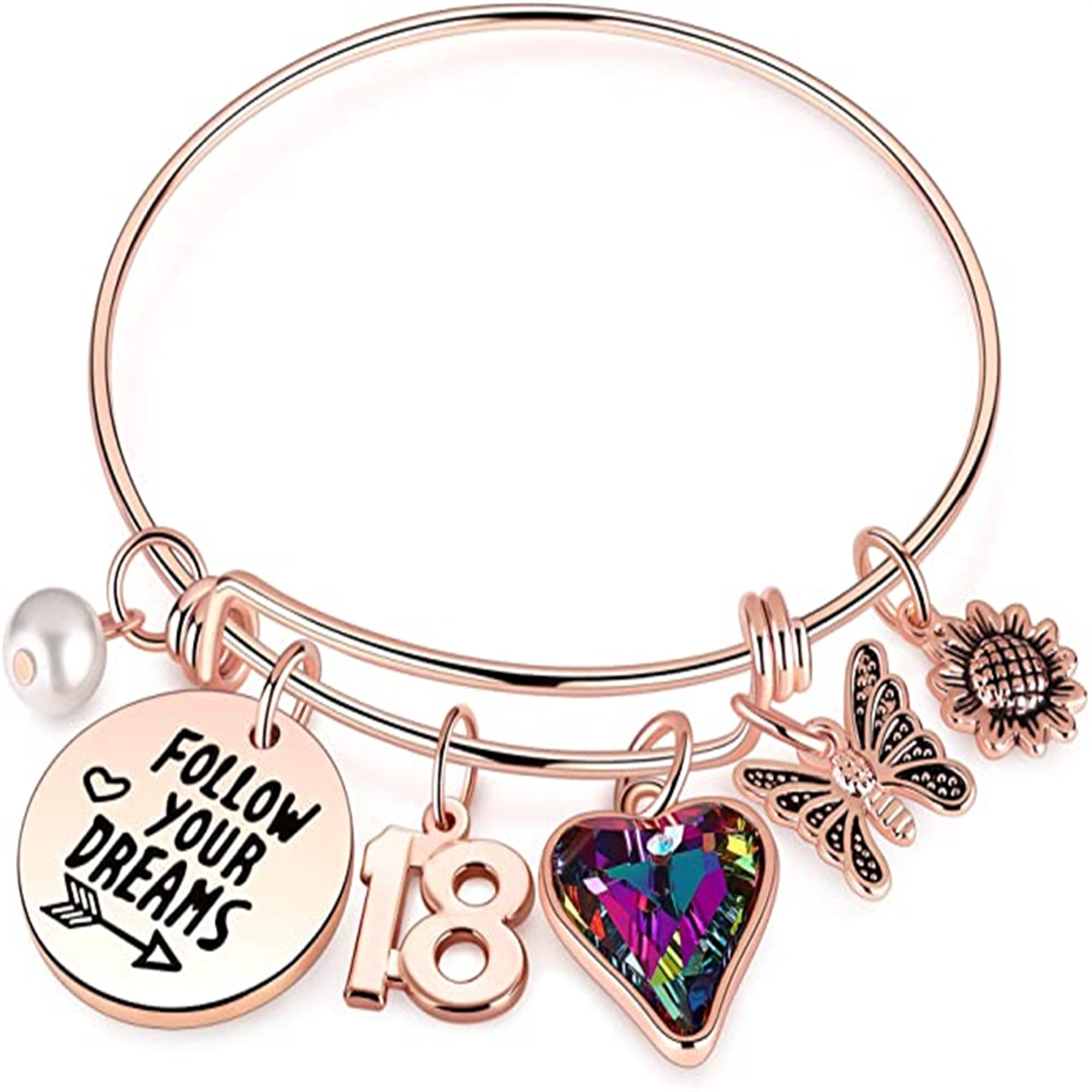 Age 18 'Pink Parfait' Silver Sparkle Charm Bead Bracelet – Liberty Charms