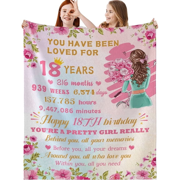 18th Birthday Girls, 18 Year Old Girl Birthday Her from Dad Mom, 18th Girl Birthday Gift Ideas Blanket, 30x40in Fleece Blanket