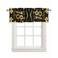 thumbnail image 1 of 18th Birthday Linen Curtain Valance for Bedroom/Bathroom/Kitchen/Living/Dining Room Window,Happy Birthday Cake Firework Ribbon Gold Black Pocket Topper Drapes Decorative Cafe Drapery Panel 60"x18", 1 of 6