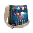 thumbnail image 1 of 18th Birthday Messenger Bag, 18 Birthday Balloons, Unisex Cross-body, by Ambesonne, 1 of 2