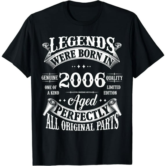 18th Birthday Tee Vintage Legends Born In 2006 18 Years Old T-Shirt