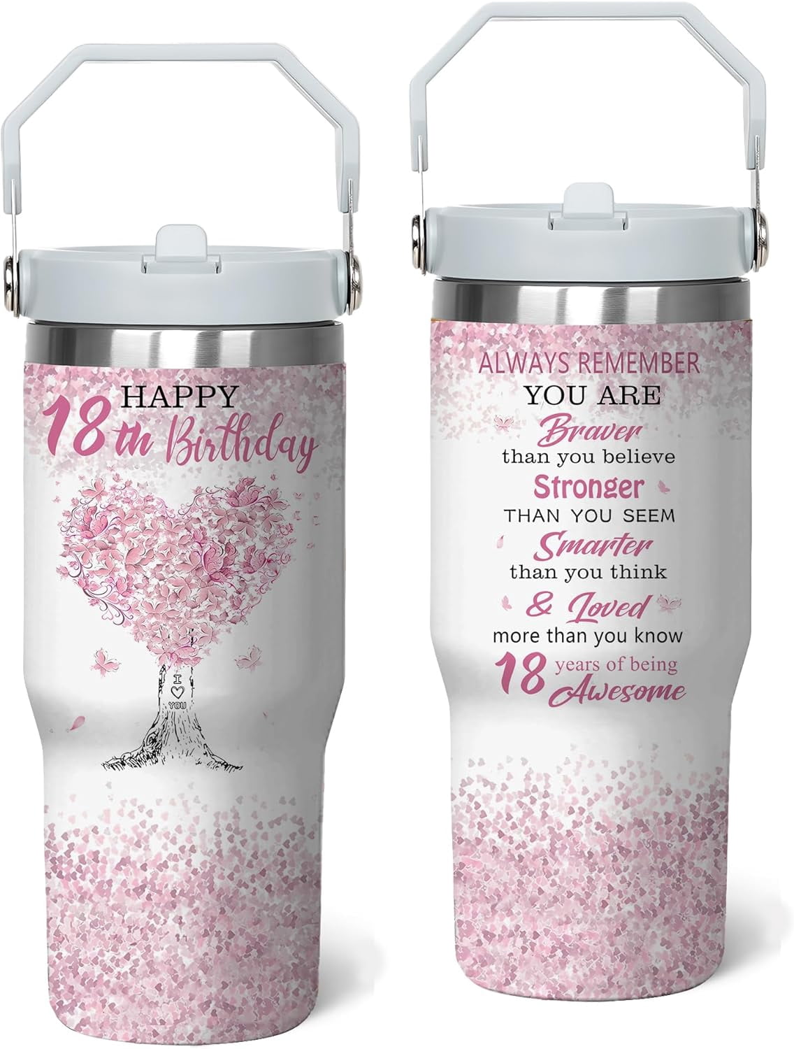 18th Birthday Tumbler with Handle & Straw, Birthday Gifts Stainless ...