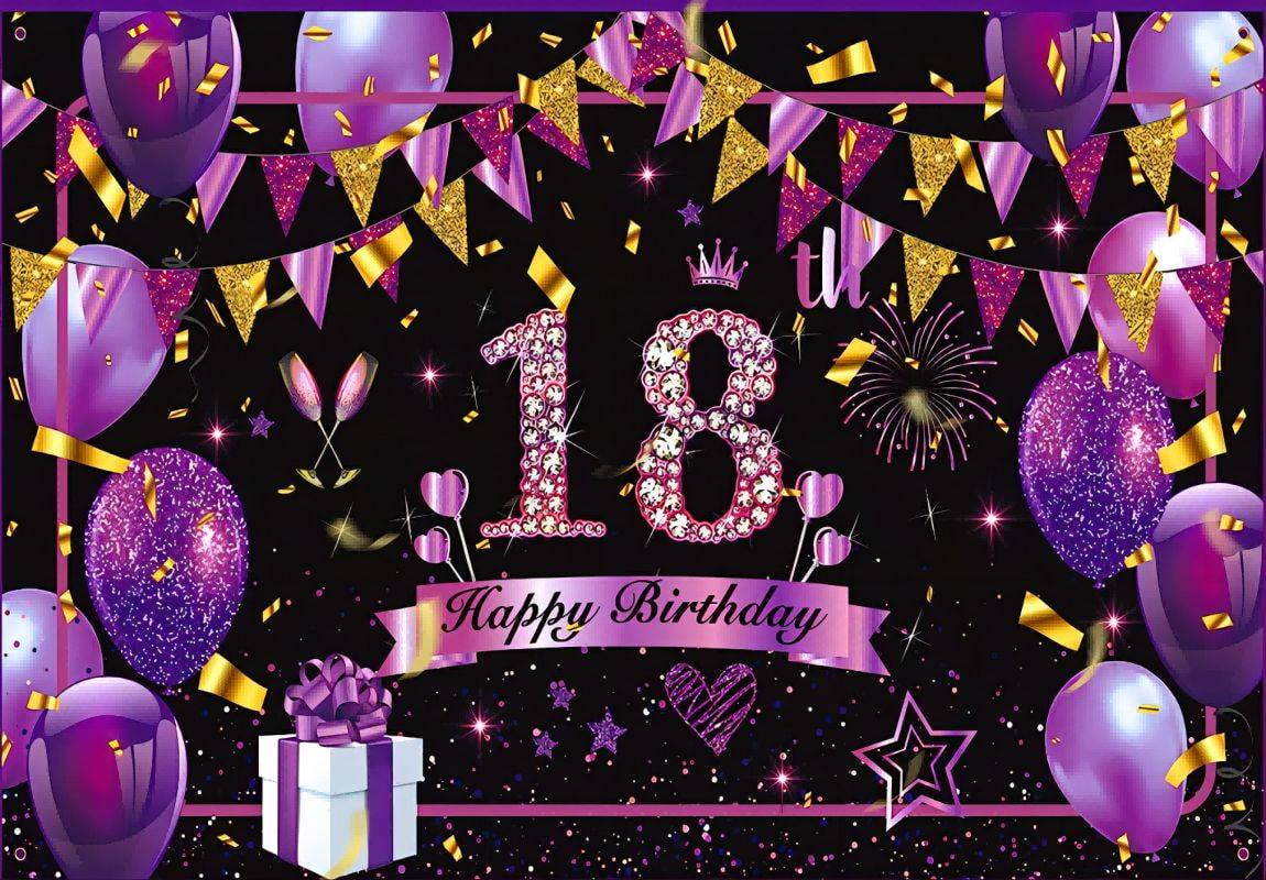 18th Birthday ration Background Banner Happy 18th Birthday Golden ...