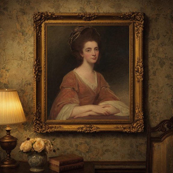 18th Century Lady Portrait Old Master Amber Attire Wall Art Decor Unframed Paper Print