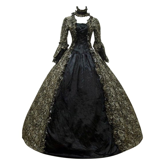 18th Century Women's Rococo Ball Gown Vintage Printing Costumes Long Gothic Victorian Dress Masquerade Theme Dresses