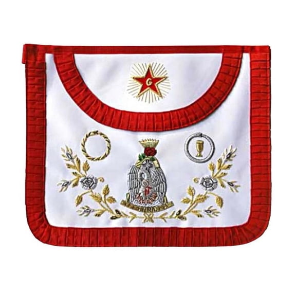 18th Degree Scottish Rite Apron - Red Pleated Edges with Black Back and Red Cross