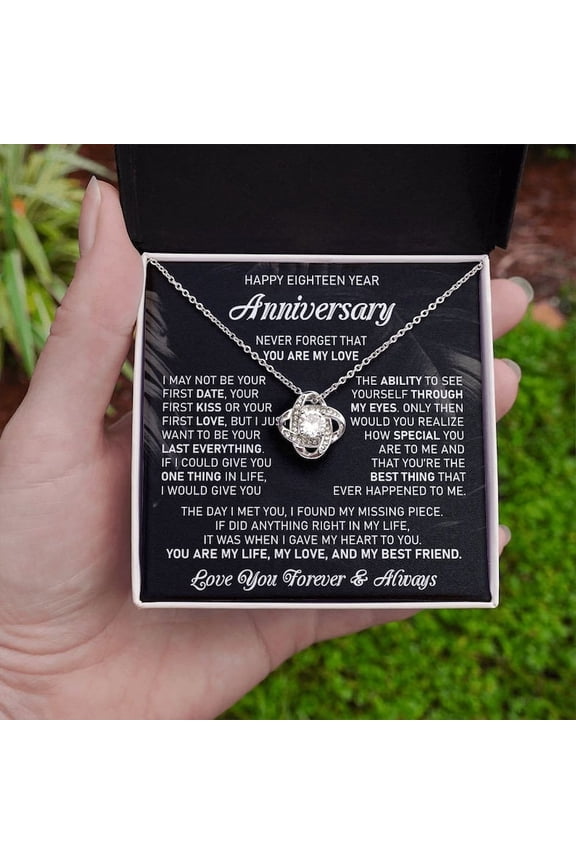 18th Wedding Anniversary Wife Appliances Anniversary Gift Eighteenth Anniversary Gift 18 Year Anniversary Her Love Quote, White Love Knot Necklace