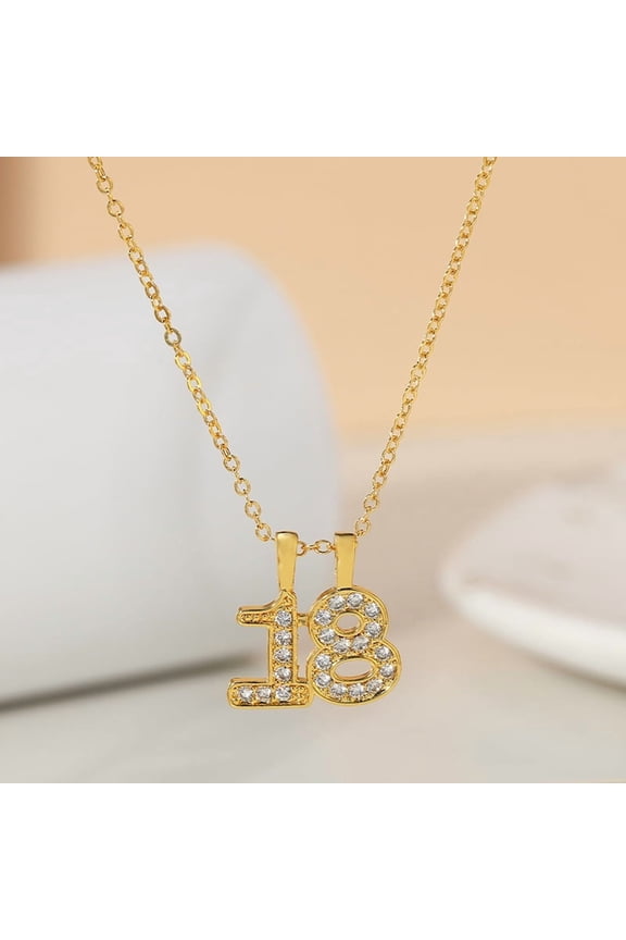 18th birthday gift digital clavicle chain new versatile copper pendant necklace light luxury niche female design