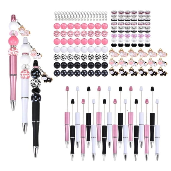 18x Beadable Pens Kits Cute Cow Ballpoint Pen DIY Pens Making Kits for Craft