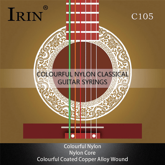18x C105 Rainbow Guitar Strings Nylon Core Colorful Coated Copper Alloy Wound(.028-.043)