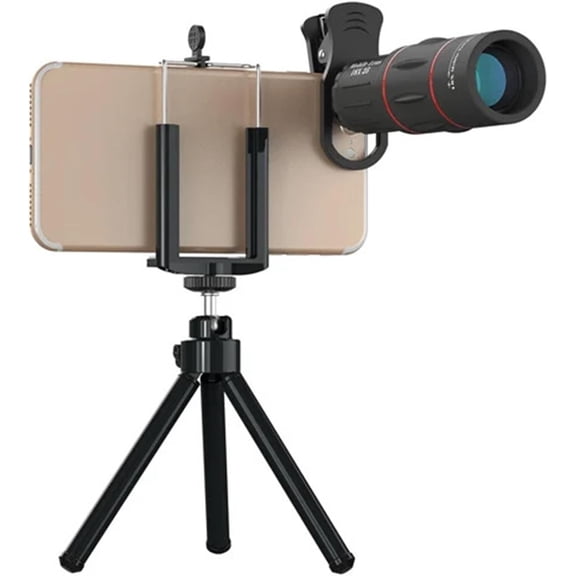 18x Cell Phone Telephoto Lens with Tripod for iPhone & Android, Portable Monocular Zoom Kit