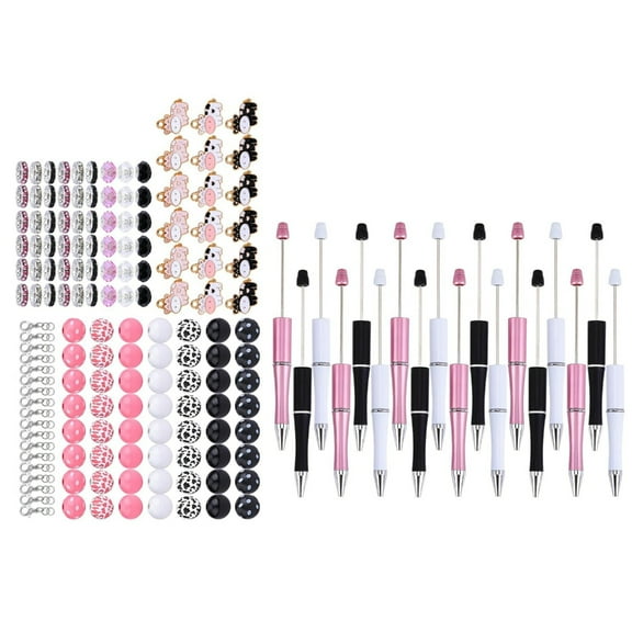 18x Cute Cow Beadable Ballpoint Pen Making Kits DIY Pens Making Kits for Girl