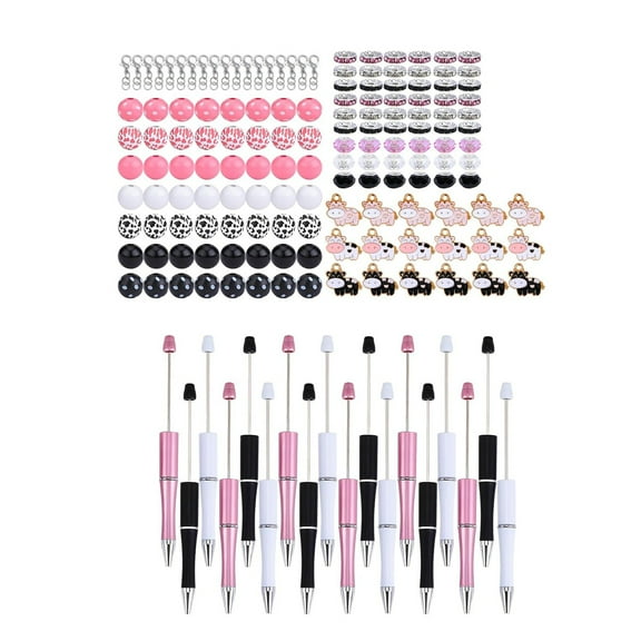18x Pen Making Kits Cute Cow Beadable Pens Kits Beadable Ballpoint Pen Writing Pen Office Supplies for Student
