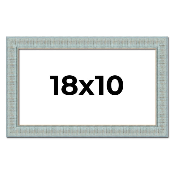 18x10 Frame Blue Teal Distressed Solid Wood Picture Frame | 1.625 Inch Moulding Width | Sonoma Blue